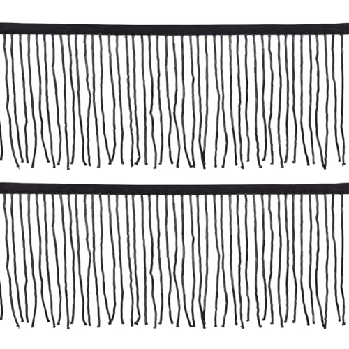 FINGERINSPIRE Fransenbesatz Mit Kristallperlen 0.9 m 105mm Breit Schwarze Quaste Perlenspitze Glasperlen Quastenkettenband Nähen Perlenfransenbesatzband Für Vorhänge Lampenschirme Kleider Dekoration von FINGERINSPIRE