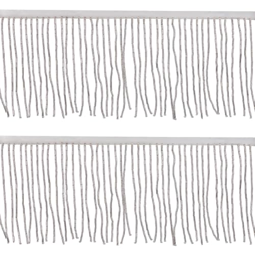 FINGERINSPIRE Fransenbesatz Mit Kristallperlen 0.9 m 105mm Breit Weiße Quaste Perlenspitze Glasperlen Quastenkettenband Nähen Perlenfransenbesatzband Für Vorhänge Lampenschirme Kleidungsdekoration von FINGERINSPIRE