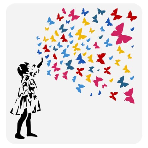 FINGERINSPIRE Frau Mit Schmetterling Schablone Zum Malen 30x30 cm Kunststoff PET Frau Malschablone Große Schmetterling Zeichenvorlage Graffiti Kunst Schablone Banksy Themenvorlage Für Wanddekoration FINGERINSPIRE Frau Mit Schmetterling Schablone Zum Malen 30x30 cm Kunststoff PET Frau Malschablone Große Schmetterling Zeichenvorlage Graffiti Kunst Schablone Banksy Themenvorlage Für Wanddekoration von FINGERINSPIRE