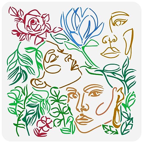 FINGERINSPIRE Frauen Gesichtsschablone 30x30 cm Strichzeichnungen Schöne Frau Gesicht Zeichenvorlage Schönheit Mädchen Rose Magnolie Dekor Schablone Zum Malen Auf Holz Wand Stoff Papier Möbel FINGERINSPIRE Frauen Gesichtsschablone 30x30 cm Strichzeichnungen Schöne Frau Gesicht Zeichenvorlage Schönheit Mädchen Rose Magnolie Dekor Schablone Zum Malen Auf Holz Wand Stoff Papier Möbel von FINGERINSPIRE