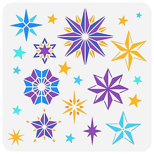 FINGERINSPIRE Funkelnde Sterne Schablone 30x30 cm Funkelnde Stern Schablone Sterne Muster Schablone Erstellen Sie DIY Glitzernde Funkelnde Sterne Kunsthandwerk Dekor Zum Malen Auf Holzstoffwänden von FINGERINSPIRE