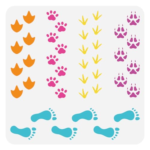 FINGERINSPIRE Fußabdruck Malschablone 30x30 cm Große Menschen Fußabdruck Schablone Zum Malen von Tieren Enten Hühnern Füchsen Katzen Pfotenabdrücken Zeichnungsvorlage Für Wand Und Bodendekoration von FINGERINSPIRE