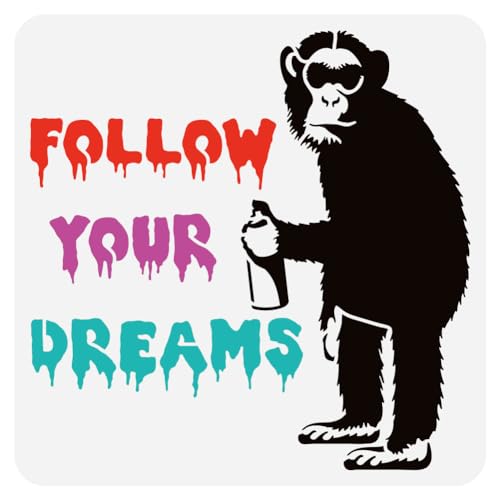 FINGERINSPIRE Gekritzel Affe Malschablone 30x30 cm Wiederverwendbar FOLLOW YOUR DREAMS Zeichenvorlage Kunststoff Haustier Schimpansen Muster Schablone Banksy Themenvorlage Zum Malen Auf Holzstoff FINGERINSPIRE Gekritzel Affe Malschablone 30x30 cm Wiederverwendbar FOLLOW YOUR DREAMS Zeichenvorlage Kunststoff Haustier Schimpansen Muster Schablone Banksy Themenvorlage Zum Malen Auf Holzstoff von FINGERINSPIRE