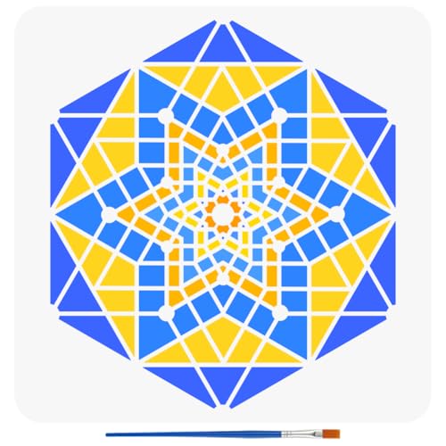 FINGERINSPIRE Geometrie-Schablonen mit Pinsel, 30 x 30 cm, sechseckige Mandala-Malschablonen, heilige Geometrie-Muster, Schablone, wiederverwendbar, Mandala-Schablone, kreative sechseckige Vorlage für FINGERINSPIRE Geometrie-Schablonen mit Pinsel, 30 x 30 cm, sechseckige Mandala-Malschablonen, heilige Geometrie-Muster, Schablone, wiederverwendbar, Mandala-Schablone, kreative sechseckige Vorlage für von FINGERINSPIRE