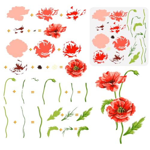 FINGERINSPIRE Geschichtete Mohnblumen Malschablone 30x30 cm Wiederverwendbare Mohn Wildblumen Zeichenvorlage Pflanzen Blumen Dekor Schablone Zum Malen Auf Holz Wand Stoff Möbeln FINGERINSPIRE Geschichtete Mohnblumen Malschablone 30x30 cm Wiederverwendbare Mohn Wildblumen Zeichenvorlage Pflanzen Blumen Dekor Schablone Zum Malen Auf Holz Wand Stoff Möbeln von FINGERINSPIRE