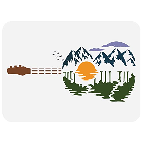 FINGERINSPIRE Gitarren Sonnenuntergang Schablone 29.7x21cm Ausgehöhlte Berge Seen Malschablone, Fliegende Vögel Wolken Bastelschablonen, Schablone In Gitarrenform Für Wand, Fotoalbum, Möbeldekor FINGERINSPIRE Gitarren Sonnenuntergang Schablone 29.7x21cm Ausgehöhlte Berge Seen Malschablone, Fliegende Vögel Wolken Bastelschablonen, Schablone In Gitarrenform Für Wand, Fotoalbum, Möbeldekor von FINGERINSPIRE