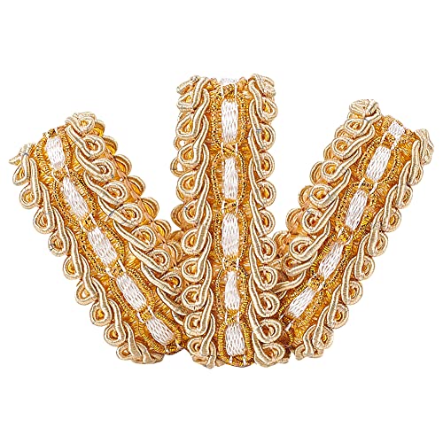 FINGERINSPIRE Gold Braid Trim 1,6 x 115 cm Polyesterband gewebte Gimp Fringe Trim für Kostüm DIY Crafts Nähen Schmuck Schmuck Home Decoration von FINGERINSPIRE