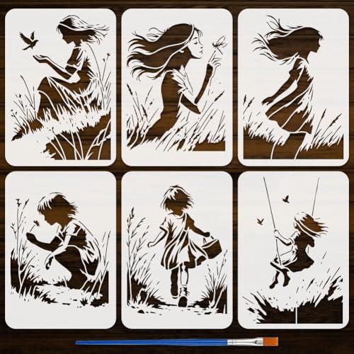 FINGERINSPIRE Graffiti-Schablonen mit Kunststoffpinsel, 21,6 x 29,2 cm, wiederverwendbar, Malschablone für Dame und Natur, Graffiti-Themen, Vorlage zum Zeichnen, DIY, Möbel, Wand, Boden FINGERINSPIRE Graffiti-Schablonen mit Kunststoffpinsel, 21,6 x 29,2 cm, wiederverwendbar, Malschablone für Dame und Natur, Graffiti-Themen, Vorlage zum Zeichnen, DIY, Möbel, Wand, Boden von FINGERINSPIRE