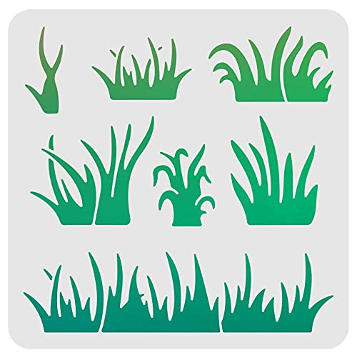 FINGERINSPIRE Grass Schablonen Vorlage 30x30cm Kunststoff Gras Zeichnung Malschablonen Quadratische Wiederverwendbare Schablonen zum Malen auf Holz, Boden, Wand und Fliesen von FINGERINSPIRE