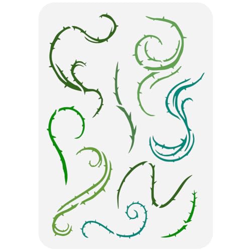 FINGERINSPIRE Große Schablone zum Malen von Dornen und Ranken, 21,1 x 29,7 cm, wiederverwendbar, hohles Pflanzen-Thema, DIY-Vorlage für Wand, Scrapbook, langlebiges PET-Material von FINGERINSPIRE