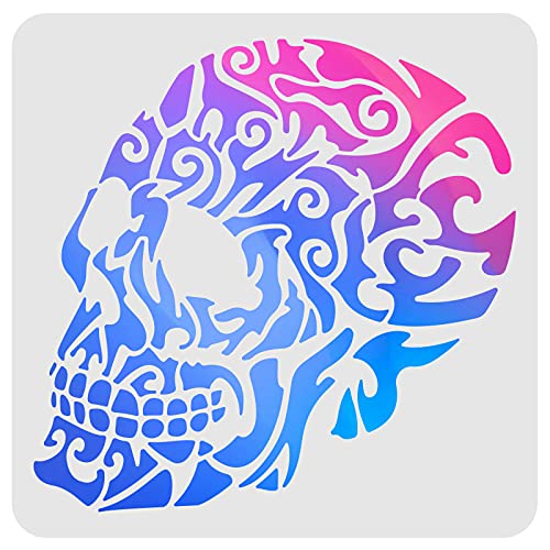 FINGERINSPIRE Große Schädel Schablone 30x30cm Wiederverwendbare Schädel Malerei Stencil Kunststoff DIY Rock Schablonen zum Malen auf Boden Wandfliesen Stoff Möbel Halloween Dekoration FINGERINSPIRE Große Schädel Schablone 30x30cm Wiederverwendbare Schädel Malerei Stencil Kunststoff DIY Rock Schablonen zum Malen auf Boden Wandfliesen Stoff Möbel Halloween Dekoration von FINGERINSPIRE