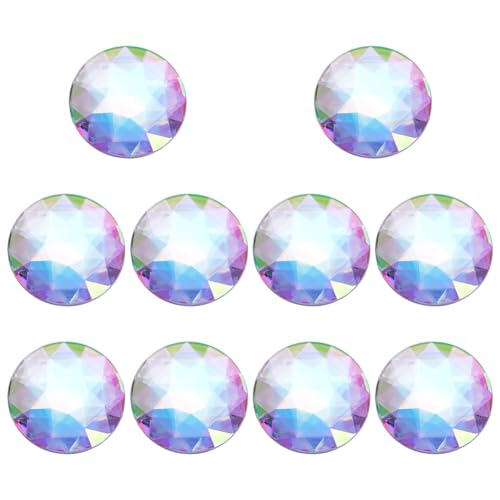 FINGERINSPIRE Große runde Acryl-Strasssteine, transparent, 5,1 cm, facettiert, flache Rückseite, zur Schmuckherstellung, 10 Stück von FINGERINSPIRE