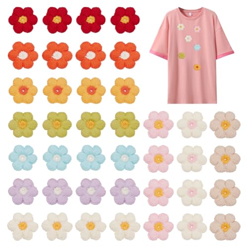 FINGERINSPIRE Häkel-Blumenapplikationen, 10 Farben, 2,5 x 2,8 cm, kleine Baumwollblumen, zum Aufnähen, gehäkelte Blumenverzierungen mit Loch für Kleidung, Taschen, Hüte, Bastelarbeiten, 40 Stück FINGERINSPIRE Häkel-Blumenapplikationen, 10 Farben, 2,5 x 2,8 cm, kleine Baumwollblumen, zum Aufnähen, gehäkelte Blumenverzierungen mit Loch für Kleidung, Taschen, Hüte, Bastelarbeiten, 40 Stück von FINGERINSPIRE