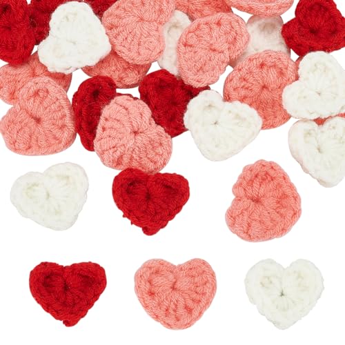 FINGERINSPIRE Häkel-Herz-Applikation, 3 Farben, Strickwolle, Garn, Herzen, Patches, Handarbeit, Stricken, Herzform, Ornament, Zubehör für DIY-Kostüme, Hut, Tasche, Ohrringe oder Haargummis, 42 Stück FINGERINSPIRE Häkel-Herz-Applikation, 3 Farben, Strickwolle, Garn, Herzen, Patches, Handarbeit, Stricken, Herzform, Ornament, Zubehör für DIY-Kostüme, Hut, Tasche, Ohrringe oder Haargummis, 42 Stück von FINGERINSPIRE