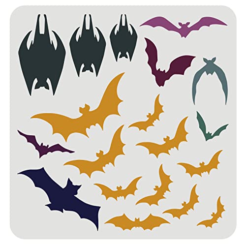 FINGERINSPIRE Halloween Fledermaus Schablone 30x30cm Halloween Themen Zeichenschablone mit gruseligen Fledermäusen Musterschablone zum Malen auf Wand Leinwand Fliesen Möbeln und Papier FINGERINSPIRE Halloween Fledermaus Schablone 30x30cm Halloween Themen Zeichenschablone mit gruseligen Fledermäusen Musterschablone zum Malen auf Wand Leinwand Fliesen Möbeln und Papier von FINGERINSPIRE