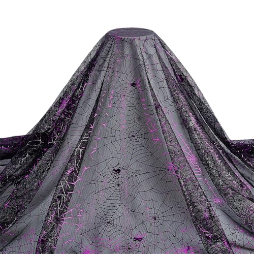 FINGERINSPIRE Halloween Violett Spinnennetz Stoff 100x150 cm - Schwarzer Netzstoff für Hexe Kunsthandwerk, Kostüm, Schleier, Hut, Schneiderei - Stretch Stoff für Party Dekoration FINGERINSPIRE Halloween Violett Spinnennetz Stoff 100x150 cm - Schwarzer Netzstoff für Hexe Kunsthandwerk, Kostüm, Schleier, Hut, Schneiderei - Stretch Stoff für Party Dekoration von FINGERINSPIRE