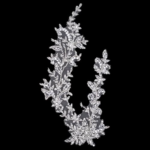 FINGERINSPIRE Handgefertigte Strass-Aufnäher mit Spitzenbesatz, 57,9 x 25,4 cm, transparent, zum Nähen, Pferdeauge, glitzernde Strasssteine, für Hochzeitskleid, Brautdekoration, Kleid, DIY-Dekoration FINGERINSPIRE Handgefertigte Strass-Aufnäher mit Spitzenbesatz, 57,9 x 25,4 cm, transparent, zum Nähen, Pferdeauge, glitzernde Strasssteine, für Hochzeitskleid, Brautdekoration, Kleid, DIY-Dekoration von FINGERINSPIRE
