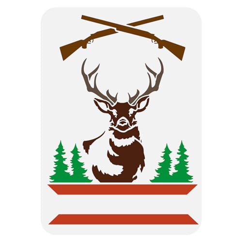 FINGERINSPIRE Hirschjagd Rahmenschablone Zum Malen 21x29.7 cm Große Hirschkopf Zeichenvorlage Wiederverwendbare Pistolenjagd Malschablone Bäume Pflanzenvorlage Tierthema Schablone Für Heimwerker FINGERINSPIRE Hirschjagd Rahmenschablone Zum Malen 21x29.7 cm Große Hirschkopf Zeichenvorlage Wiederverwendbare Pistolenjagd Malschablone Bäume Pflanzenvorlage Tierthema Schablone Für Heimwerker von FINGERINSPIRE