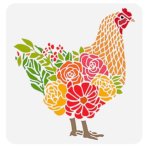 FINGERINSPIRE Huhn Schablone 30x30 cm Hahn Mit Blumen Gras Zeichenvorlage Henne Hahn Bauernhaus Schablone Kunststoff PET Malschablone Für Zuhause Bauernhof Möbel Wand Bodendekoration FINGERINSPIRE Huhn Schablone 30x30 cm Hahn Mit Blumen Gras Zeichenvorlage Henne Hahn Bauernhaus Schablone Kunststoff PET Malschablone Für Zuhause Bauernhof Möbel Wand Bodendekoration von FINGERINSPIRE