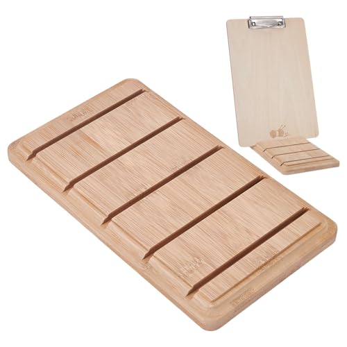 FINGERINSPIRE Klemmbretthalter Aus Holz 240x140x18.5mm PapayaWhip Farbe Bambus Klemmbretthalter Mit 5 Schlitzen Rechteckiger Bambus Organizer Ständer Für Dokumente Klemmbretter Büro Tischdisplay von FINGERINSPIRE