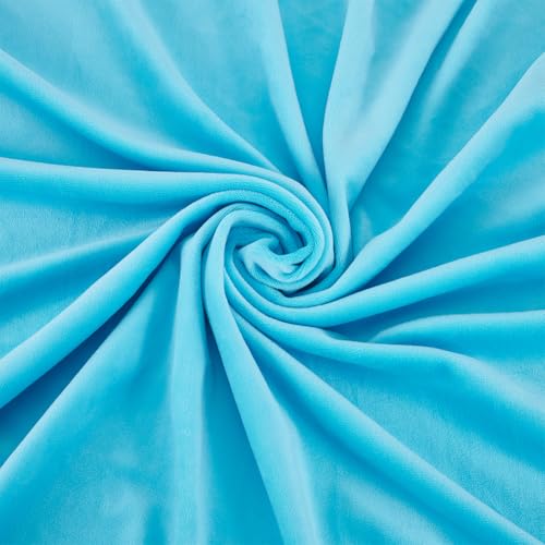 FINGERINSPIRE Kristallplüsch/Polyester Stretchstoff, Hellhimmelblau, 1.6 m x 0.9 m, Plüschiger Polar-Spandex-Stretchstoff, Stoff, Stretchstoff von FINGERINSPIRE