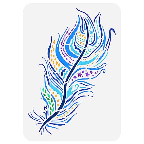 FINGERINSPIRE Kunstvolle Feder Malschablone 21x29.7 cm Wiederverwendbare Mandala Feder Schablone DIY Kunst Fantasie Feder Zeichnungsvorlage Pfauenfeder Schablone Zum Malen Auf Holzwänden Und Möbeln FINGERINSPIRE Kunstvolle Feder Malschablone 21x29.7 cm Wiederverwendbare Mandala Feder Schablone DIY Kunst Fantasie Feder Zeichnungsvorlage Pfauenfeder Schablone Zum Malen Auf Holzwänden Und Möbeln von FINGERINSPIRE