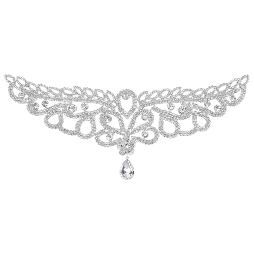 FINGERINSPIRE Lange Glas Strass Applikationen 225x111mm Zum Aufnähen Auf Silberner Rückseite Kristall Strass Patches Tropfenform Für Hochzeit Brautschmuck Kragendekoration Zum Kleidung Dekoration von FINGERINSPIRE