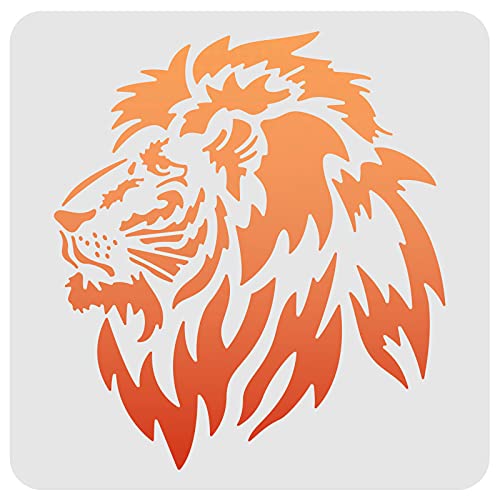FINGERINSPIRE Lion Schablonen Vorlage 30x30cm Kunststoff Löwenkopf Zeichnung Malschablonen Quadratische Wiederverwendbare Tierkopfschablonen zum Malen auf Holz, Boden, Wand und Stoff von FINGERINSPIRE