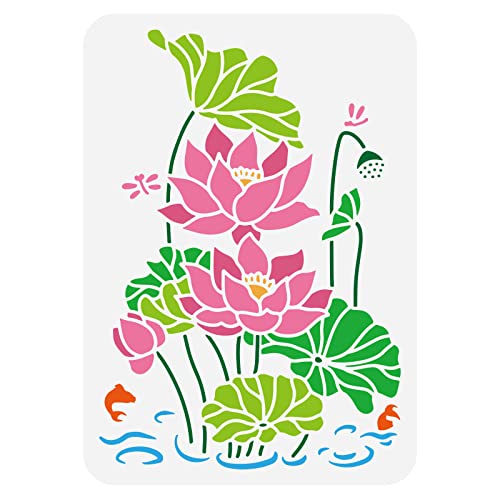 FINGERINSPIRE Lotus Seerosen Malschablone 29.7x21cm Aushöhlen Lotusblütenknospe Blatt Bastelschablone Fisch Libelle Zeichnungsschablone, Teichszene Schablone Für Die Wand, Fotoalbum, Möbeldekor FINGERINSPIRE Lotus Seerosen Malschablone 29.7x21cm Aushöhlen Lotusblütenknospe Blatt Bastelschablone Fisch Libelle Zeichnungsschablone, Teichszene Schablone Für Die Wand, Fotoalbum, Möbeldekor von FINGERINSPIRE