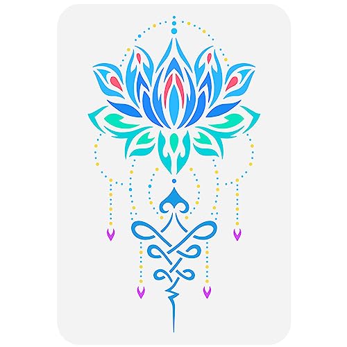 FINGERINSPIRE Lotusblume des Lebens Schablone 21x29.7 cm Wiederverwendbare Lotusblume Mandala Tattoo Zeichnungsvorlage DIY Handwerk Blumen Schablone Zum Malen Auf Holz Wand Stoff Leinwand Möbel von FINGERINSPIRE