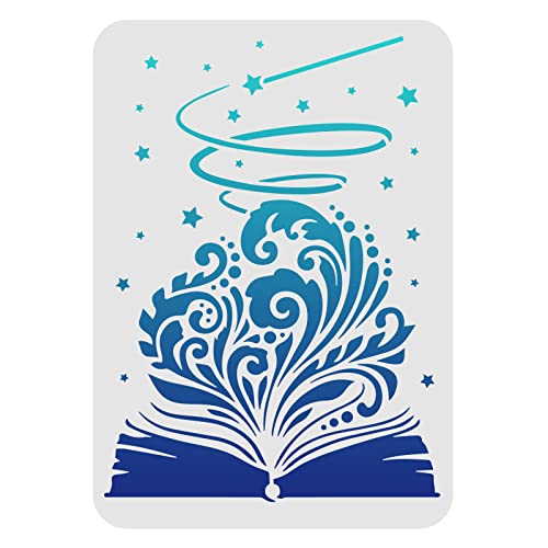 FINGERINSPIRE Magic Book Schablone Dekorationsschablone 29,7x21cm wiederverwendbare Mylar-Schablone Farbe Holzschilder Kreide DIY Basteln zum Bemalen von Holzwänden Möbeln Weihnachtsdekoration von FINGERINSPIRE