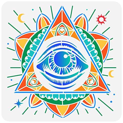 FINGERINSPIRE Malschablone „Alles Sehende Auge“ 30x30 cm Pyramidensymbol Auge Der Vorsehung Schablone Dreieck Magie Freimaurerei Spirituelle Esoterik Schablone Zum Malen Auf Wand Holz Sammelalbum von FINGERINSPIRE