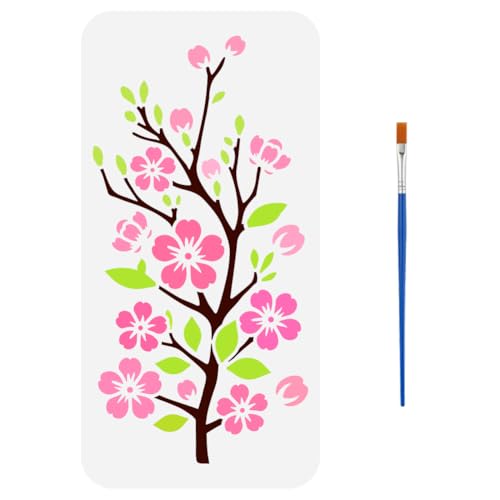 FINGERINSPIRE Malschablone Mit Blühenden Kirschblüten Mit 1 Stück Kunststoff Pinsel 30x15cm Kirschblütenzweig Schablone Blumenschablonen Zum Malen Auf Holz Wänden Stoffen Möbeln Heimwerkerdekoration FINGERINSPIRE Malschablone Mit Blühenden Kirschblüten Mit 1 Stück Kunststoff Pinsel 30x15cm Kirschblütenzweig Schablone Blumenschablonen Zum Malen Auf Holz Wänden Stoffen Möbeln Heimwerkerdekoration von FINGERINSPIRE