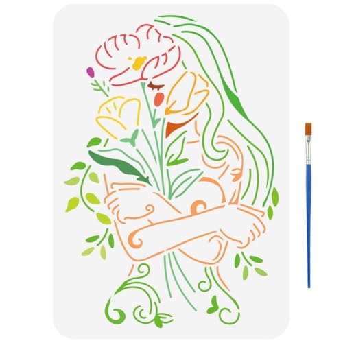 FINGERINSPIRE Malschablone Mit Natürlicher Frau 21x29.7cm Blumen Frauen Schablone Mit 1 Kunststoff Pinseln Pflanzen Schablone Weibliche Silhouette Schablone Zum Malen Auf Wänden Holzmöbeln DIY FINGERINSPIRE Malschablone Mit Natürlicher Frau 21x29.7cm Blumen Frauen Schablone Mit 1 Kunststoff Pinseln Pflanzen Schablone Weibliche Silhouette Schablone Zum Malen Auf Wänden Holzmöbeln DIY von FINGERINSPIRE