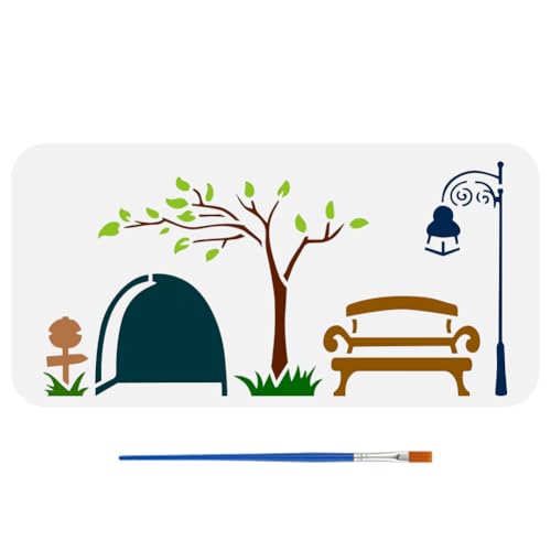 FINGERINSPIRE Malschablone Mit Rattenlöchern Und 1 Kunststoff Pinsel 30x15cm Musterschablone Für Bank Wegweiser Straßenlaternen Bäume Gras Schablone Für Mäuselöcher Zum Malen Auf Holzwänden FINGERINSPIRE Malschablone Mit Rattenlöchern Und 1 Kunststoff Pinsel 30x15cm Musterschablone Für Bank Wegweiser Straßenlaternen Bäume Gras Schablone Für Mäuselöcher Zum Malen Auf Holzwänden von FINGERINSPIRE