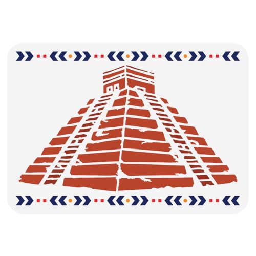 FINGERINSPIRE Maya Azteken Pyramiden Schablone 21x29.7 cm Ägyptische Pyramiden Sprühschablonen Wiederverwendbare Zeichenschablonen Für Antike Architektur Malschablonen Für Architektur Lokale Themen von FINGERINSPIRE