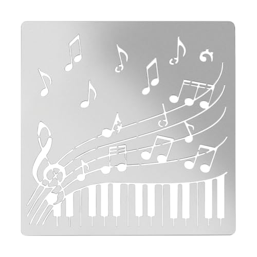 FINGERINSPIRE Metall-Musiknoten-Schablone, 15,6 cm, quadratisch, für Scrapbooking, Zeichnungen, Edelstahl, Musiknoten, Malschablonen für Gravur, Brandmalerei, Tagebuch und Planer FINGERINSPIRE Metall-Musiknoten-Schablone, 15,6 cm, quadratisch, für Scrapbooking, Zeichnungen, Edelstahl, Musiknoten, Malschablonen für Gravur, Brandmalerei, Tagebuch und Planer von FINGERINSPIRE