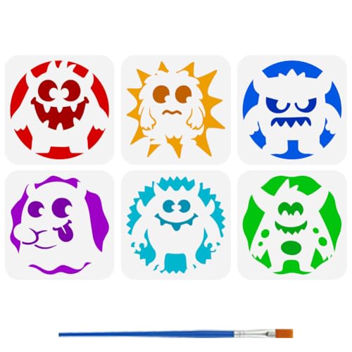 FINGERINSPIRE Niedliche kleine Monster-Schablonen mit Kunststoffpinsel, 15 x 15 cm, Cartoon-Monster, Zeichenschablone, Fantasy-Themen-Vorlage zum Zeichnen, DIY, Möbel, Wand, Boden, Stoffdekoration, 6 FINGERINSPIRE Niedliche kleine Monster-Schablonen mit Kunststoffpinsel, 15 x 15 cm, Cartoon-Monster, Zeichenschablone, Fantasy-Themen-Vorlage zum Zeichnen, DIY, Möbel, Wand, Boden, Stoffdekoration, 6 von FINGERINSPIRE