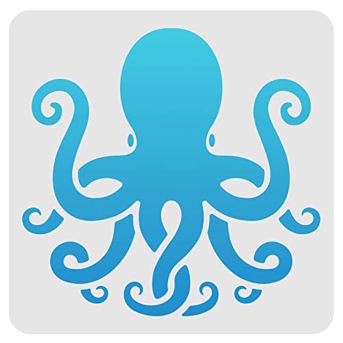 FINGERINSPIRE Octopus Zeichnung Malschablonen Vorlagen 30x30cm Kunststoff Schablonen Dekoration Quadratisch Wiederverwendbare Schablonen zum Malen auf Holz, Boden, Wand und Stoff von FINGERINSPIRE