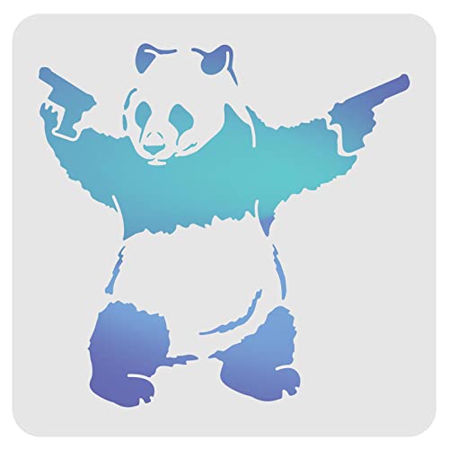 FINGERINSPIRE Panda Malschablonen 30x30cm Kunststoff Malerei Schablonen für Holz Boden Wand Stoff Dekoration von FINGERINSPIRE