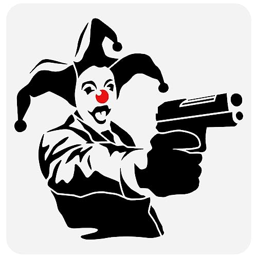 FINGERINSPIRE Pistolen Clown Malschablone 30x30 cm Ausgehöhlter Mann Im Clown Make Up Schablone Wiederverwendbarer Clown Mit Pistole Zeichnungsvorlage Banksy Themen Schablone Für Die Wanddekoration FINGERINSPIRE Pistolen Clown Malschablone 30x30 cm Ausgehöhlter Mann Im Clown Make Up Schablone Wiederverwendbarer Clown Mit Pistole Zeichnungsvorlage Banksy Themen Schablone Für Die Wanddekoration von FINGERINSPIRE