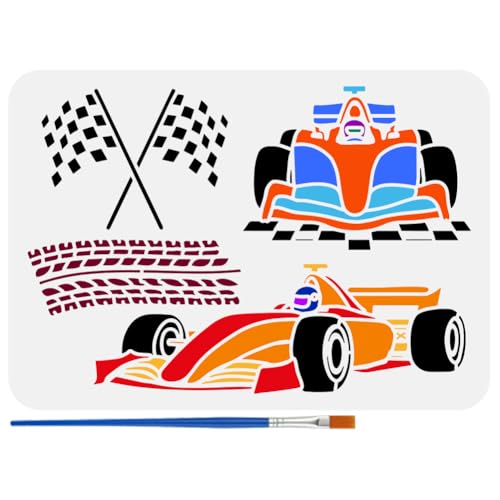 FINGERINSPIRE Rennwagen Schablone Mit Pinsel 21x29.7cm Formel Rennwagen Große Schablone Rennflagge Malschablone Reifenspur Schablone Transport Zeichenschablone Für Wandfliesen FINGERINSPIRE Rennwagen Schablone Mit Pinsel 21x29.7cm Formel Rennwagen Große Schablone Rennflagge Malschablone Reifenspur Schablone Transport Zeichenschablone Für Wandfliesen von FINGERINSPIRE