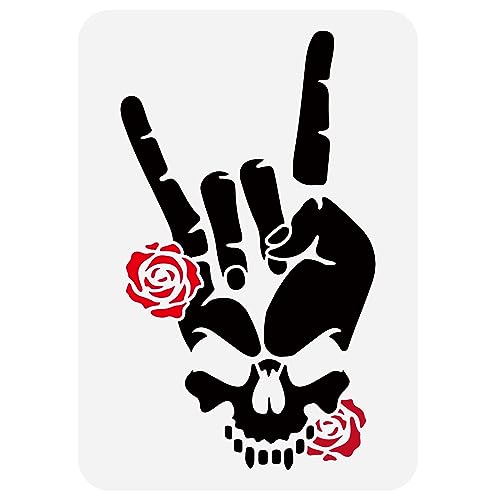 FINGERINSPIRE Rock 'N' Roll Schädel Malschablone 29.7x21cm Rock Gesten Zeichenvorlage Teufelshörner Schablone Totenkopf Knochen Schablone Rosen Schablone Zum Malen Auf Holzwänden FINGERINSPIRE Rock 'N' Roll Schädel Malschablone 29.7x21cm Rock Gesten Zeichenvorlage Teufelshörner Schablone Totenkopf Knochen Schablone Rosen Schablone Zum Malen Auf Holzwänden von FINGERINSPIRE