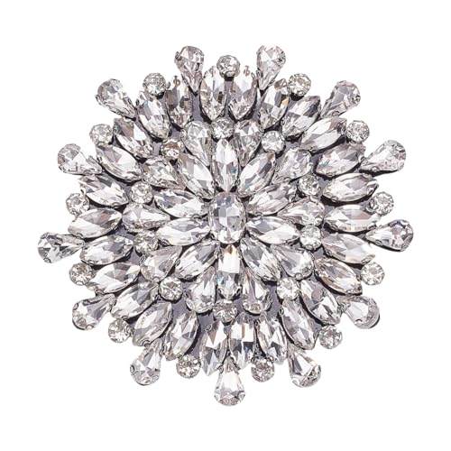 FINGERINSPIRE Runde Strass Applikation 100cm Klarer Kristall Blumen Patch Glas Strass Applikationen Mit Schwarzer Filzrückseite DIY Näh Patch Für Hochzeit Brautkleid Kleidung DIY von FINGERINSPIRE