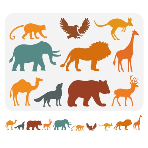FINGERINSPIRE Safari Tiere Afrika Grenzmalerei Große Schablone 21x29.7 cm Wiederverwendbar AFFE Adler Känguru Wolf Bär Hirsch Elefant Löwe Giraffe Kamel Zeichnen von Tierthemen Sprühen Schablone FINGERINSPIRE Safari Tiere Afrika Grenzmalerei Große Schablone 21x29.7 cm Wiederverwendbar AFFE Adler Känguru Wolf Bär Hirsch Elefant Löwe Giraffe Kamel Zeichnen von Tierthemen Sprühen Schablone von FINGERINSPIRE