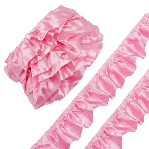 FINGERINSPIRE Satin-Rüschenband, 4,5 m, 82 mm breit, zum Nähen, Rüschen, Spitzenbordüre, Spitzenborte, für Kleidung, Zubehör, DIY, Nähen, Basteln, Dekoration, Geschenkverpackung, Hot Pink FINGERINSPIRE Satin-Rüschenband, 4,5 m, 82 mm breit, zum Nähen, Rüschen, Spitzenbordüre, Spitzenborte, für Kleidung, Zubehör, DIY, Nähen, Basteln, Dekoration, Geschenkverpackung, Hot Pink von FINGERINSPIRE