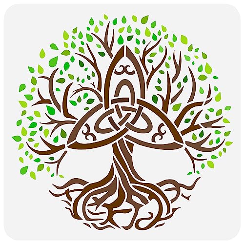 FINGERINSPIRE Schablone Baum Des Lebens 30x30 cm Wiederverwendbare Baum Malvorlage DIY Kunst Pflanzen Baumdekoration Schablone Zum Malen Auf Holzwänden Und Möbeln von FINGERINSPIRE