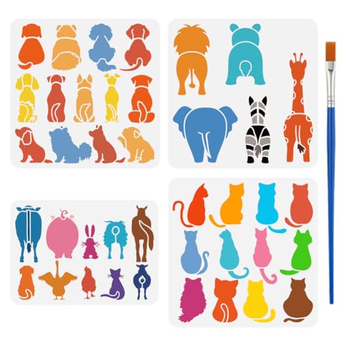 FINGERINSPIRE Schablone mit Tierrückseite zum Malen mit Pinsel, 2 Größen, wiederverwendbar, Bauernhoftiere, ausgehöhlt, für Welpen, Hund, Katze, Schwein, Kaninchen, Kunststoff, PET-Tier-Themen-Vorlage FINGERINSPIRE Schablone mit Tierrückseite zum Malen mit Pinsel, 2 Größen, wiederverwendbar, Bauernhoftiere, ausgehöhlt, für Welpen, Hund, Katze, Schwein, Kaninchen, Kunststoff, PET-Tier-Themen-Vorlage von FINGERINSPIRE