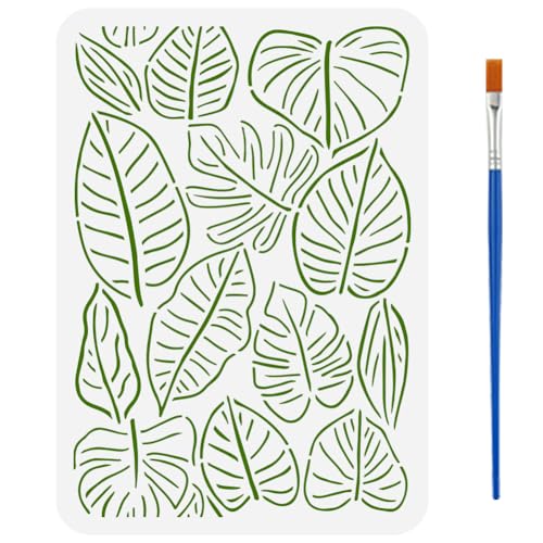 FINGERINSPIRE Schablone mit tropischen Blättern, mit 1 Kunststoff-Pinsel, 21,1 x 29,7 cm, wiederverwendbar, tropisches Blattmuster, unendliche Verbindung, Schablone zum Malen auf Holz, Wand, Stoff FINGERINSPIRE Schablone mit tropischen Blättern, mit 1 Kunststoff-Pinsel, 21,1 x 29,7 cm, wiederverwendbar, tropisches Blattmuster, unendliche Verbindung, Schablone zum Malen auf Holz, Wand, Stoff von FINGERINSPIRE