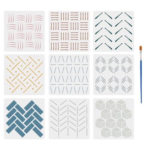 FINGERINSPIRE Schablonen mit einfachen Linien zum Malen mit Pinsel, 30 x 30 cm, wiederverwendbar, geometrische Figuren, Vorlage, ausgehöhlte Skizze, Wandkunst-Schablone, Kunststoff, PET FINGERINSPIRE Schablonen mit einfachen Linien zum Malen mit Pinsel, 30 x 30 cm, wiederverwendbar, geometrische Figuren, Vorlage, ausgehöhlte Skizze, Wandkunst-Schablone, Kunststoff, PET von FINGERINSPIRE